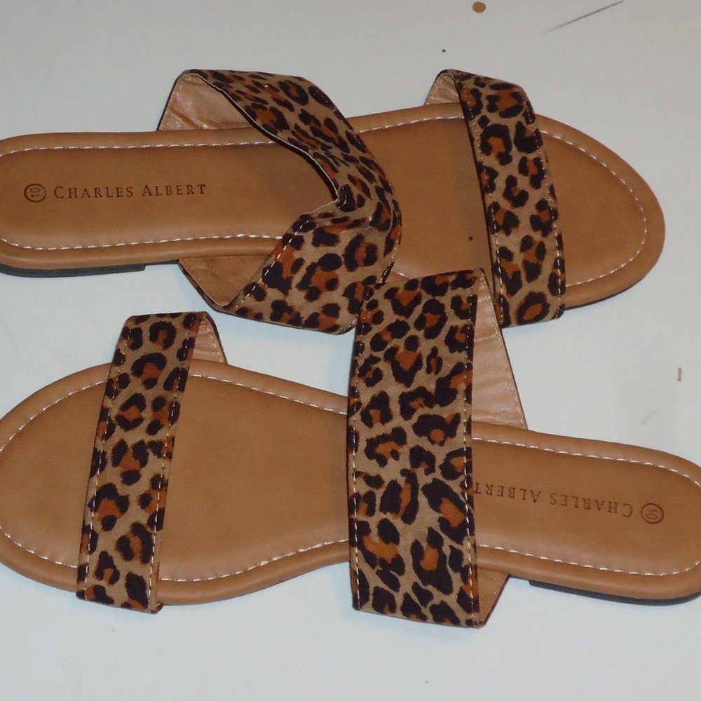 Double Strap Vegan Leopard Sandals